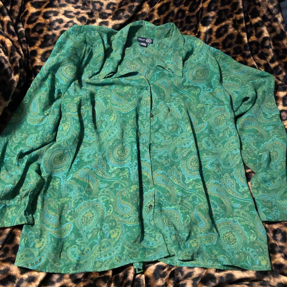 Venezia green paisley button down shirt